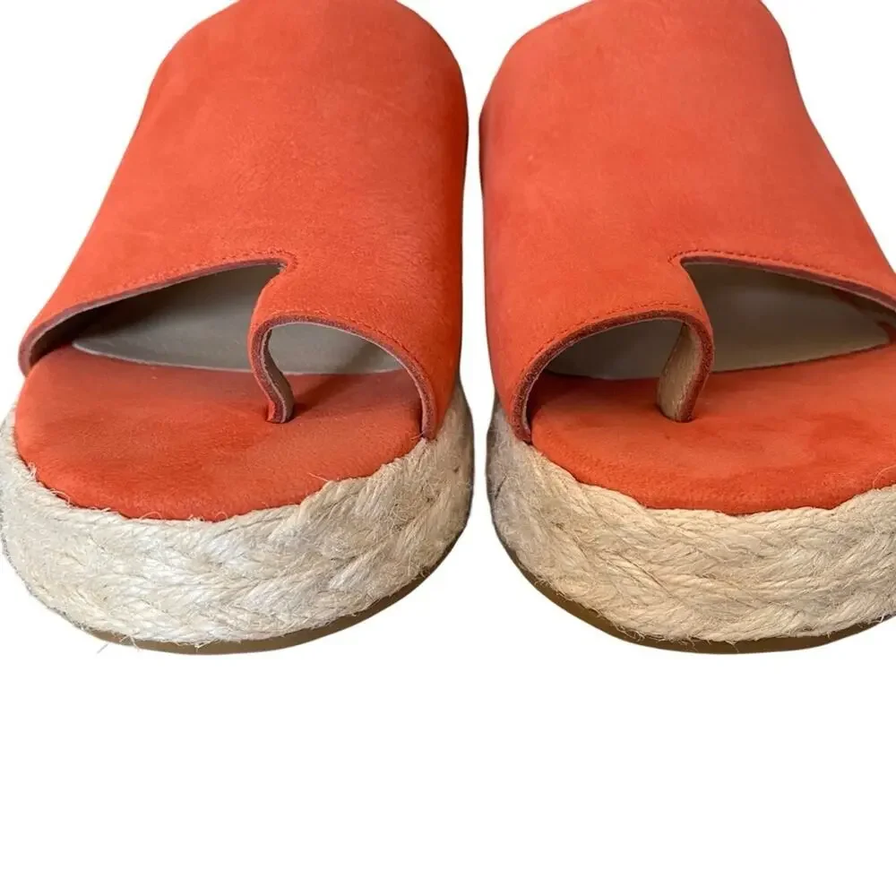 Eileen Fisher Tarry Toe Leather Espadrille Sandals Wedge Tangelo Orange 7.5 - Picture 4 of 8